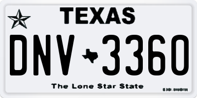 TX license plate DNV3360