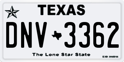 TX license plate DNV3362