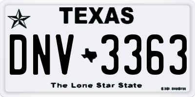 TX license plate DNV3363