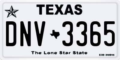 TX license plate DNV3365