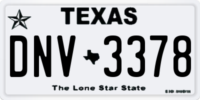 TX license plate DNV3378