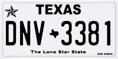 TX license plate DNV3381