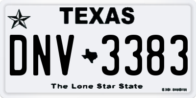 TX license plate DNV3383