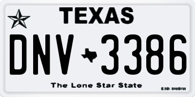 TX license plate DNV3386