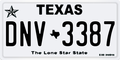 TX license plate DNV3387
