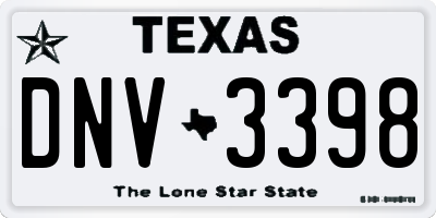 TX license plate DNV3398