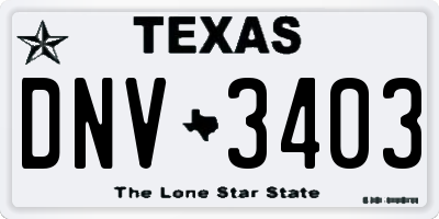TX license plate DNV3403