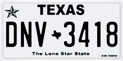 TX license plate DNV3418
