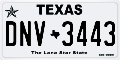 TX license plate DNV3443
