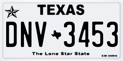 TX license plate DNV3453