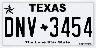TX license plate DNV3454