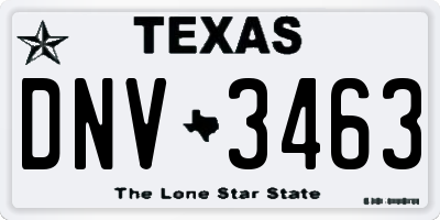 TX license plate DNV3463