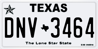 TX license plate DNV3464