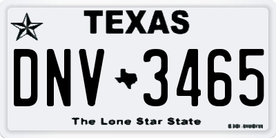 TX license plate DNV3465