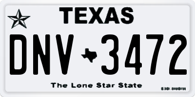 TX license plate DNV3472