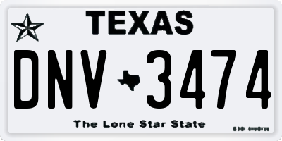 TX license plate DNV3474