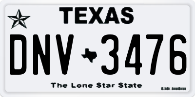 TX license plate DNV3476