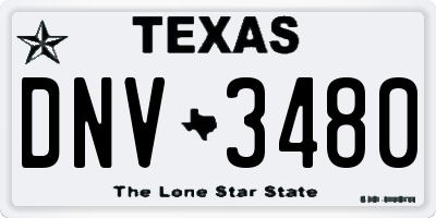 TX license plate DNV3480