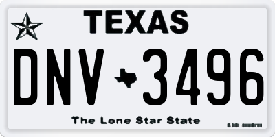 TX license plate DNV3496