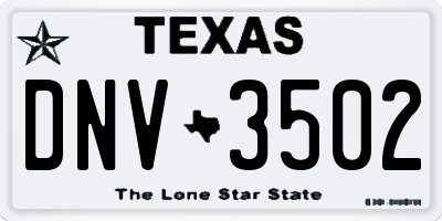 TX license plate DNV3502