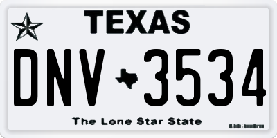 TX license plate DNV3534