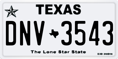 TX license plate DNV3543