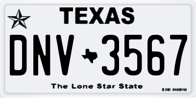 TX license plate DNV3567