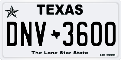 TX license plate DNV3600