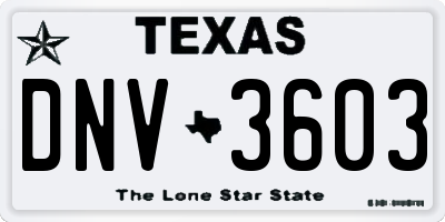 TX license plate DNV3603