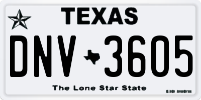 TX license plate DNV3605