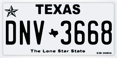 TX license plate DNV3668