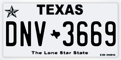 TX license plate DNV3669