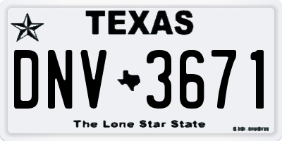 TX license plate DNV3671