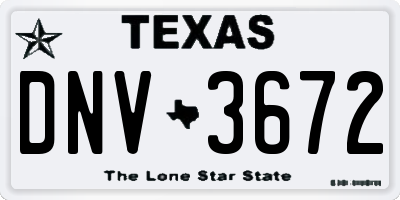 TX license plate DNV3672