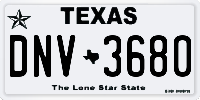 TX license plate DNV3680