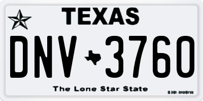 TX license plate DNV3760
