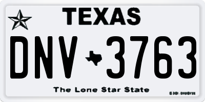 TX license plate DNV3763