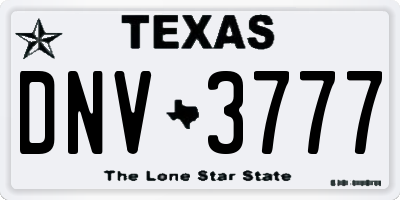 TX license plate DNV3777