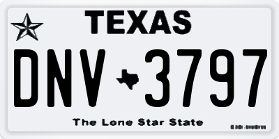 TX license plate DNV3797