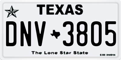 TX license plate DNV3805