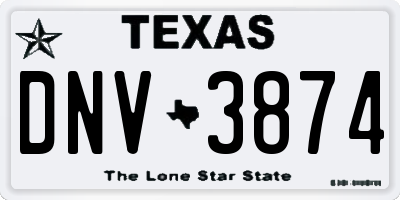 TX license plate DNV3874