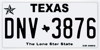 TX license plate DNV3876