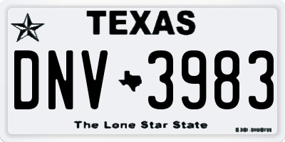 TX license plate DNV3983