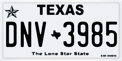 TX license plate DNV3985