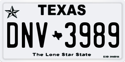 TX license plate DNV3989