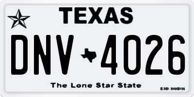 TX license plate DNV4026