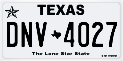 TX license plate DNV4027