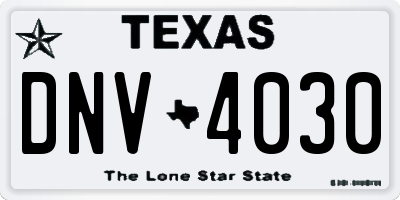 TX license plate DNV4030