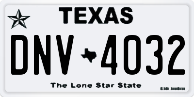 TX license plate DNV4032