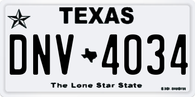 TX license plate DNV4034